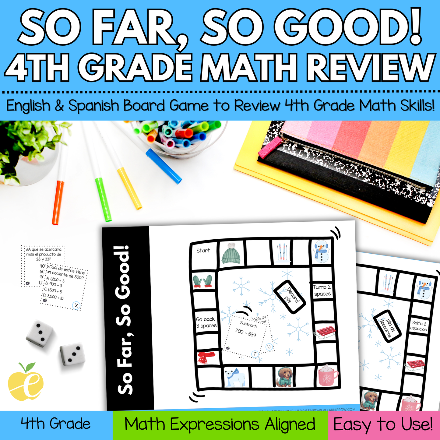 4th Grade Math Review Game! Winter Math Review Game & End-of-Year Practice