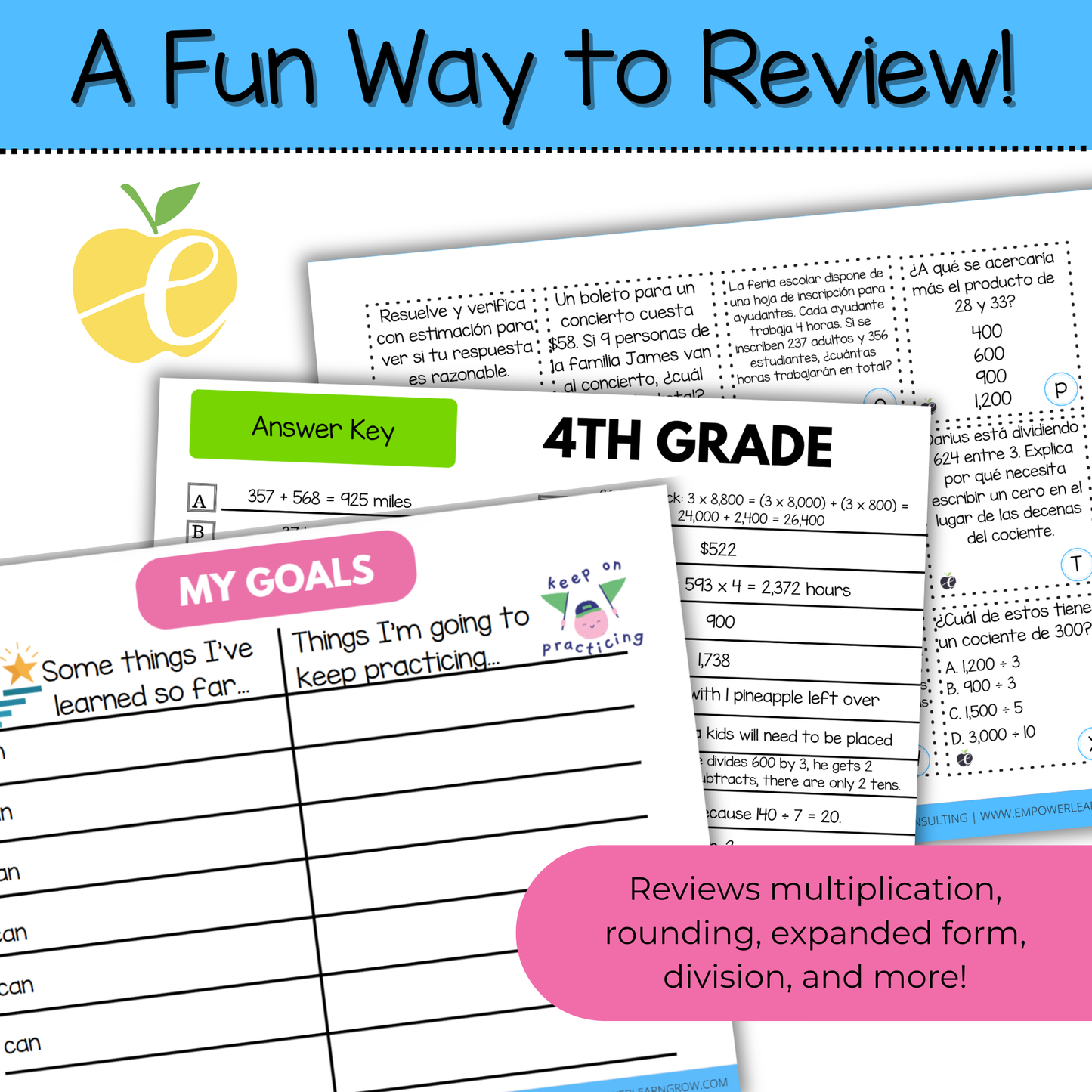 4th Grade Math Review Game! Winter Math Review Game & End-of-Year Practice
