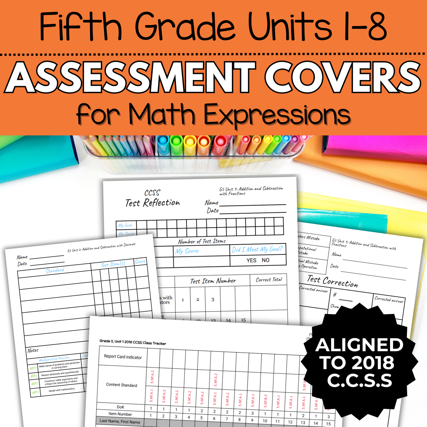 5th Grade Assessment Cover Forms for Math Expressions Units 1-8